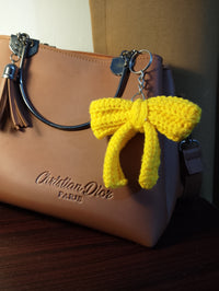 Handmade Crochet Yellow Bow Keychain