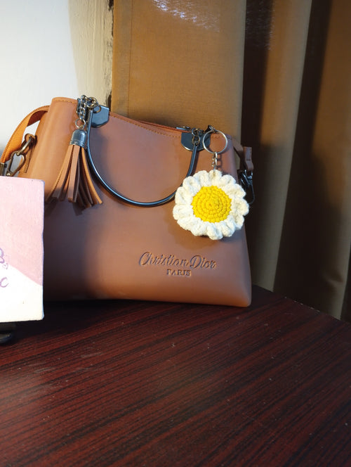 Handmade Crochet Daisy Bag Charm