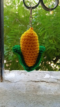 Handmade Crochet Corn Keychain