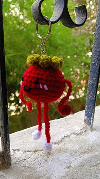 Handmade Crochet Tomato Character Keychain