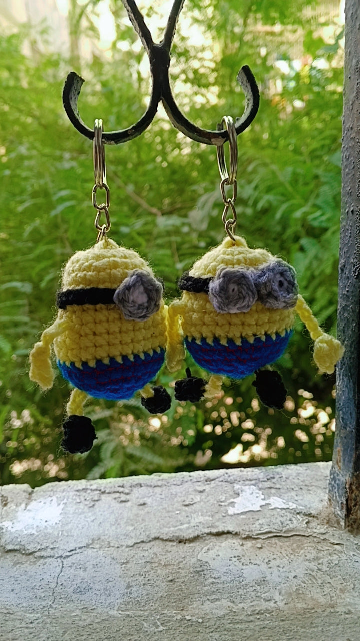 Handmade Crochet Goggle Character Keychain