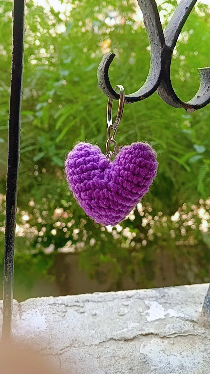 Handmade Crochet Heart Keychain