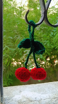 Handmade Red Crochet Cherry Bag Charm