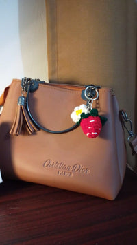 Crochet Strawberry and Flower Bag Charm