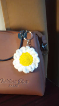 Handmade Crochet Daisy Bag Charm