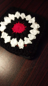 Black Floral Crochet Coin Purse