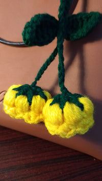 Handmade Crochet Yellow Cherry Bag Charm